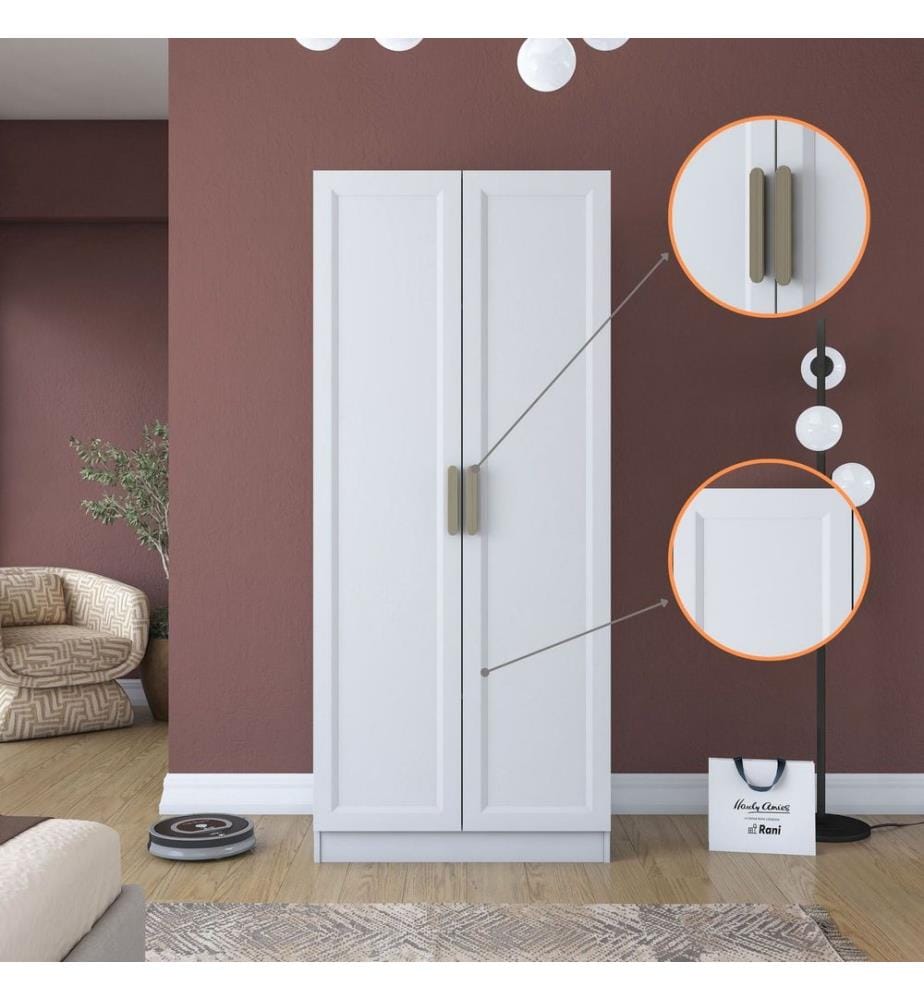 Armoire, panneaux de particules mélaminés de qualité E1, blancs