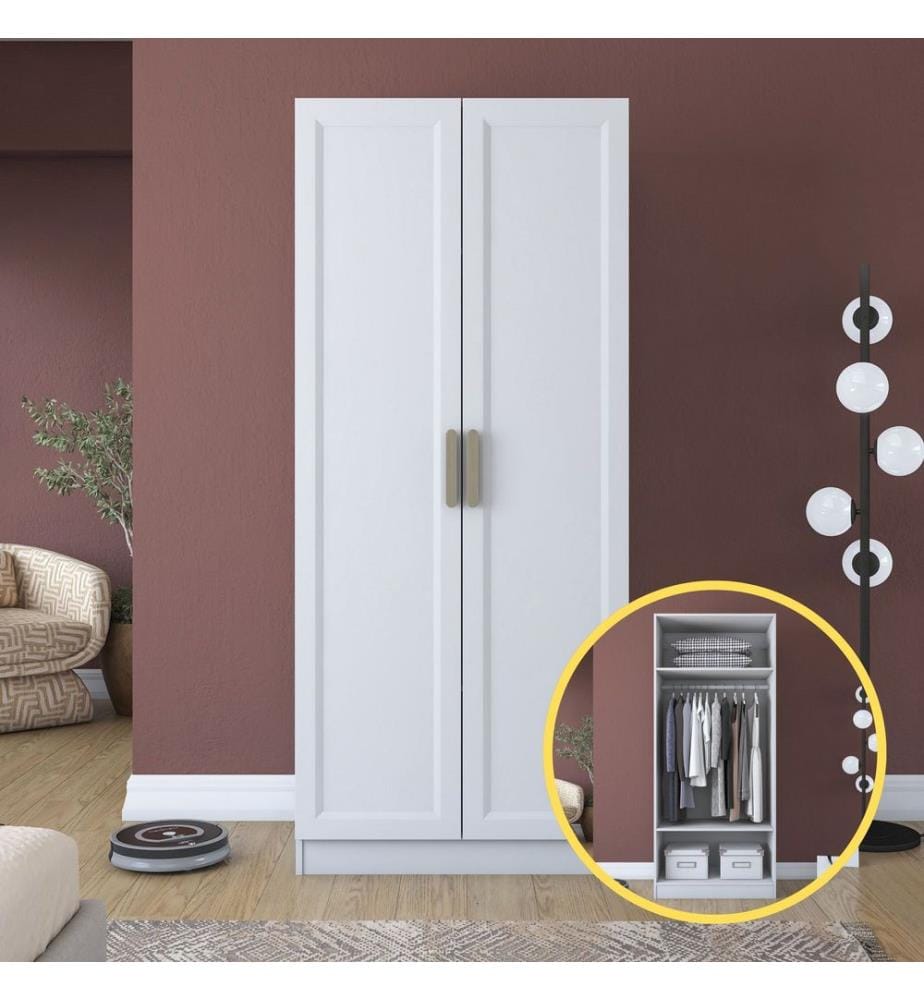 Armoire, panneaux de particules mélaminés de qualité E1, blancs