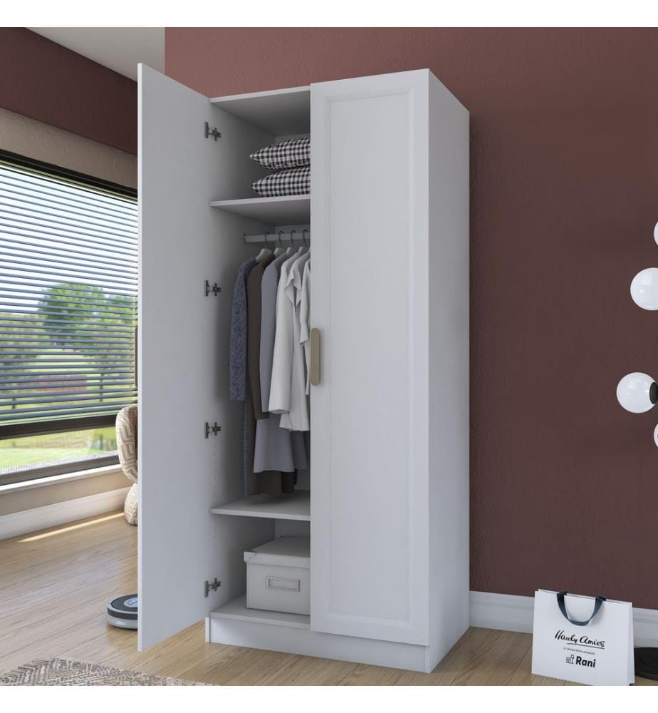 Armoire, panneaux de particules mélaminés de qualité E1, blancs