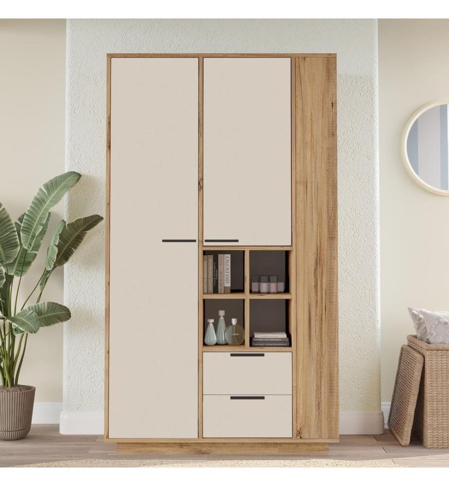 Armoire, panneaux de particules 100 % mélaminés, pin atlantique, cachemire