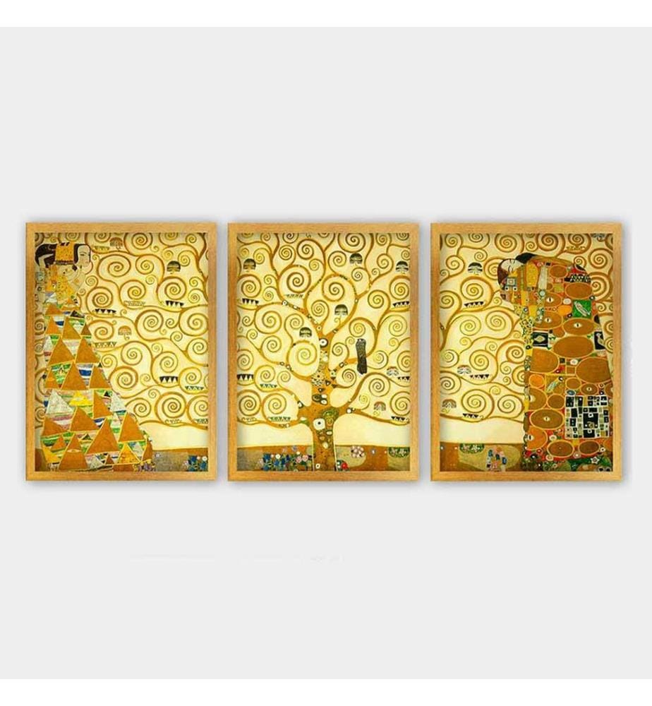 Dekoratives gerahmtes Gemälde, 3-teilig, mehrfarbig, 100 % HOLZ, Rahmen: 100 % POLYSTYREN