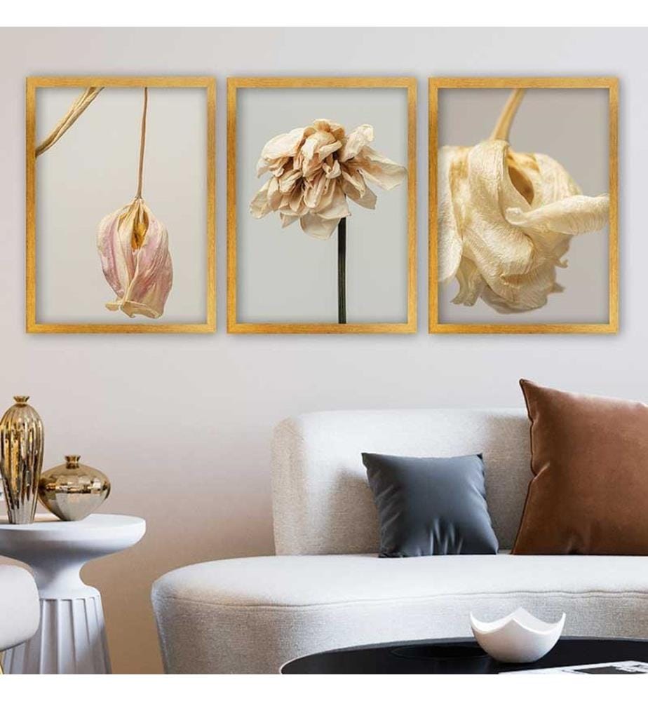 Dekoratives gerahmtes Gemälde, 3-teilig, mehrfarbig, 100 % HOLZ, Rahmen: 100 % POLYSTYREN