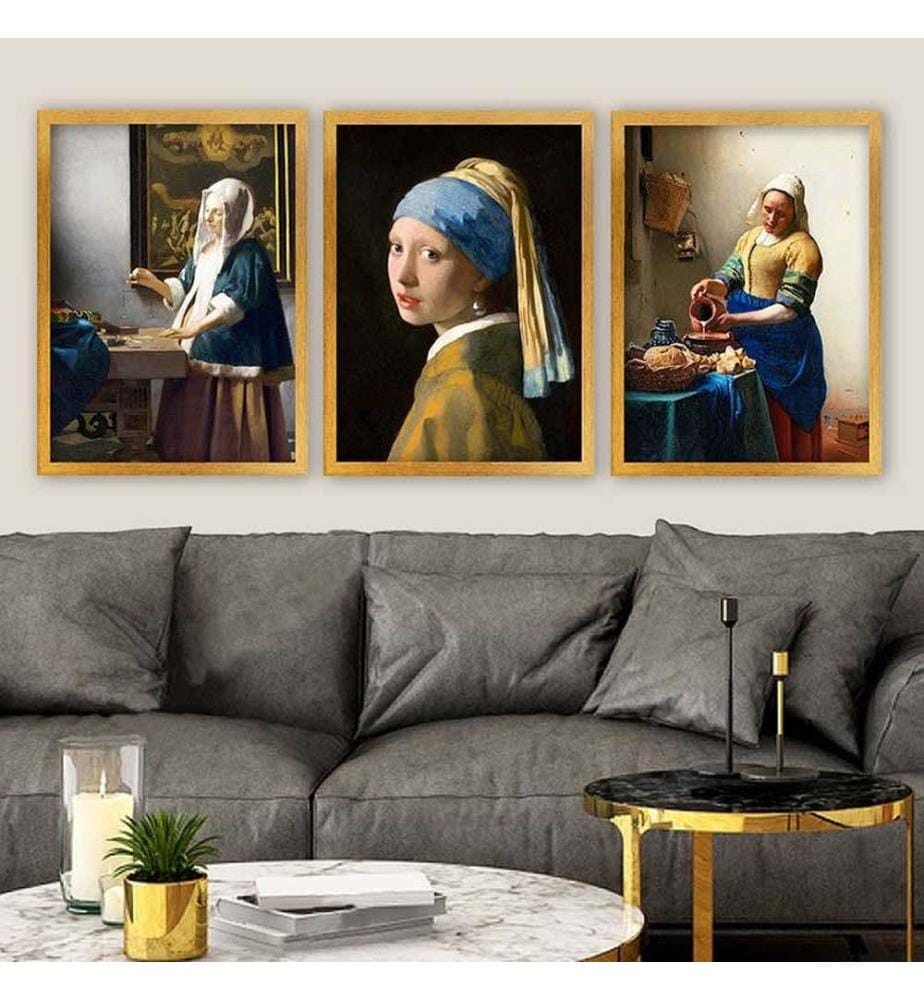 Dekoratives gerahmtes Gemälde, 3-teilig, mehrfarbig, 100 % HOLZ, Rahmen: 100 % POLYSTYREN