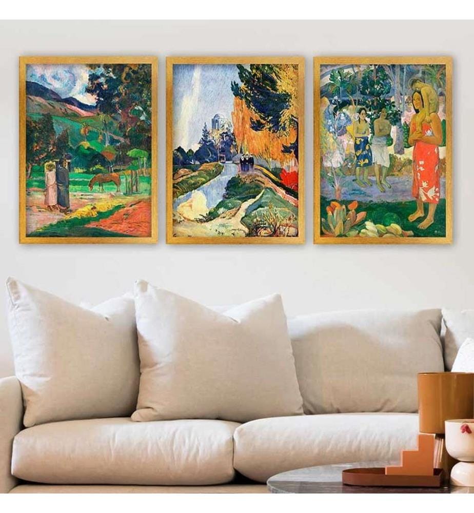Dekoratives gerahmtes Gemälde, 3-teilig, mehrfarbig, 100 % HOLZ, Rahmen: 100 % POLYSTYREN