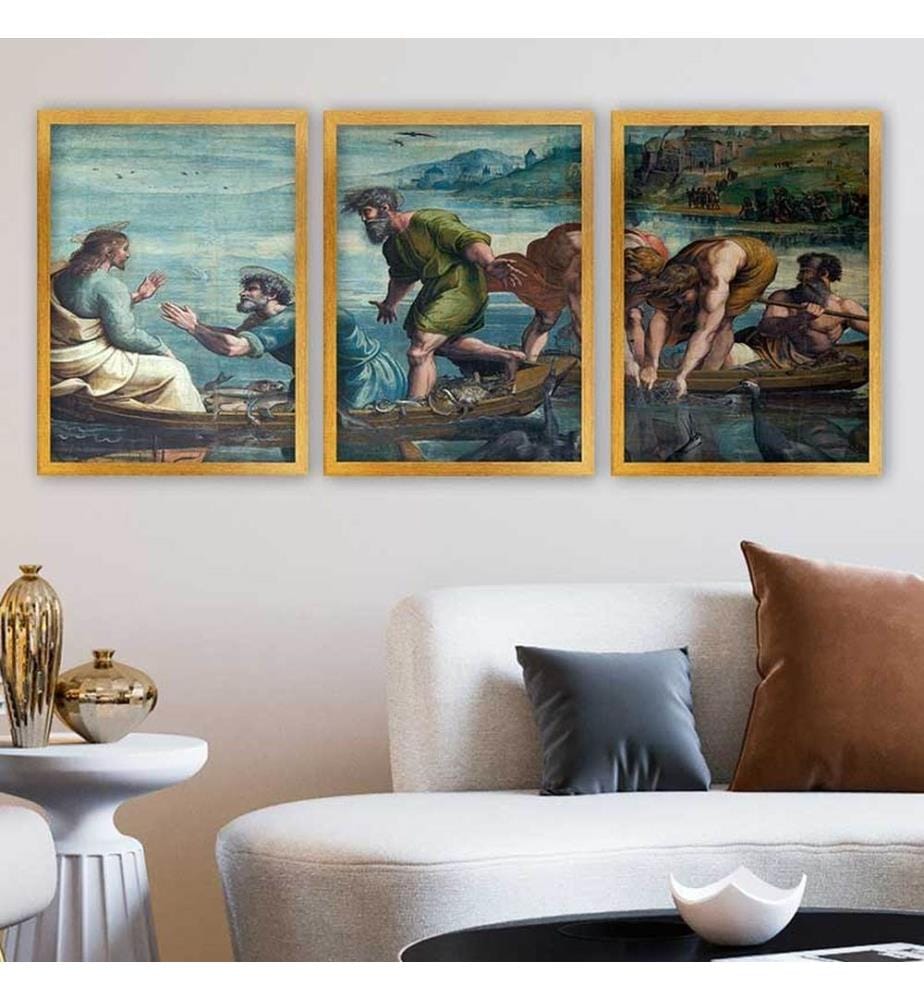Dekoratives gerahmtes Gemälde, 3-teilig, mehrfarbig, 100 % HOLZ, Rahmen: 100 % POLYSTYREN