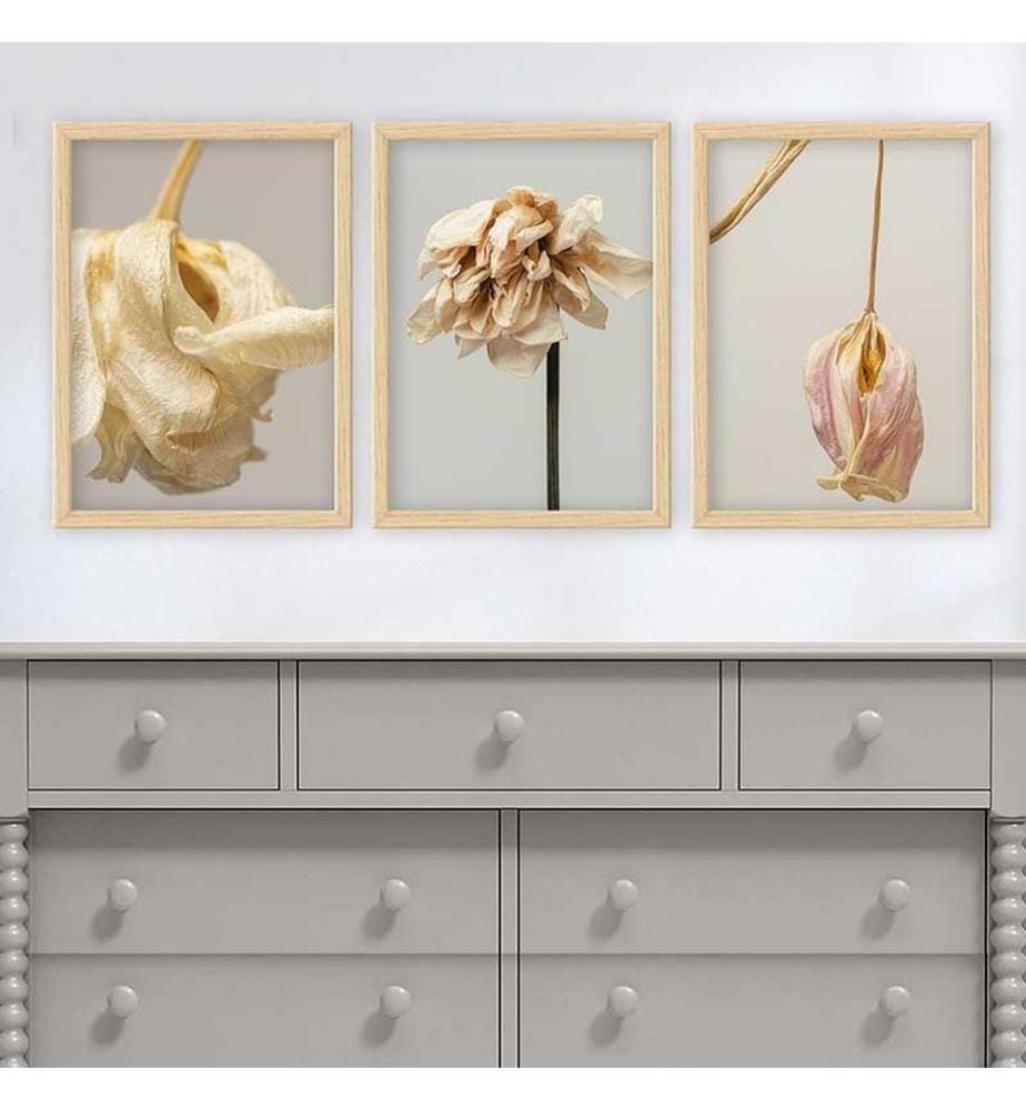 Dekoratives gerahmtes Gemälde, 3-teilig, mehrfarbig, 100 % HOLZ, Rahmen: 100 % POLYSTYREN