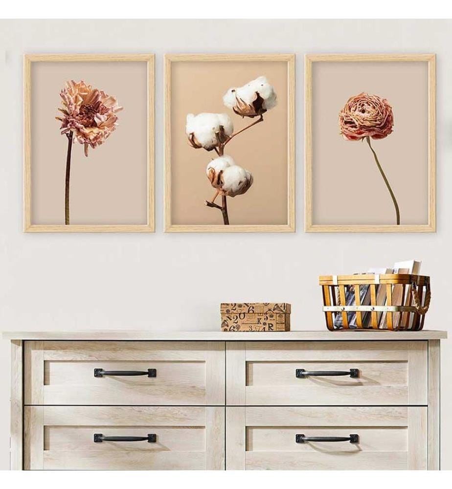 Dekoratives gerahmtes Gemälde, 3-teilig, mehrfarbig, 100 % HOLZ, Rahmen: 100 % POLYSTYREN