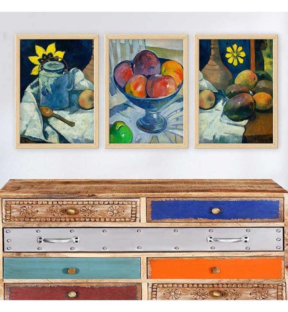 Dekoratives gerahmtes Gemälde, 3-teilig, mehrfarbig, 100 % HOLZ, Rahmen: 100 % POLYSTYREN