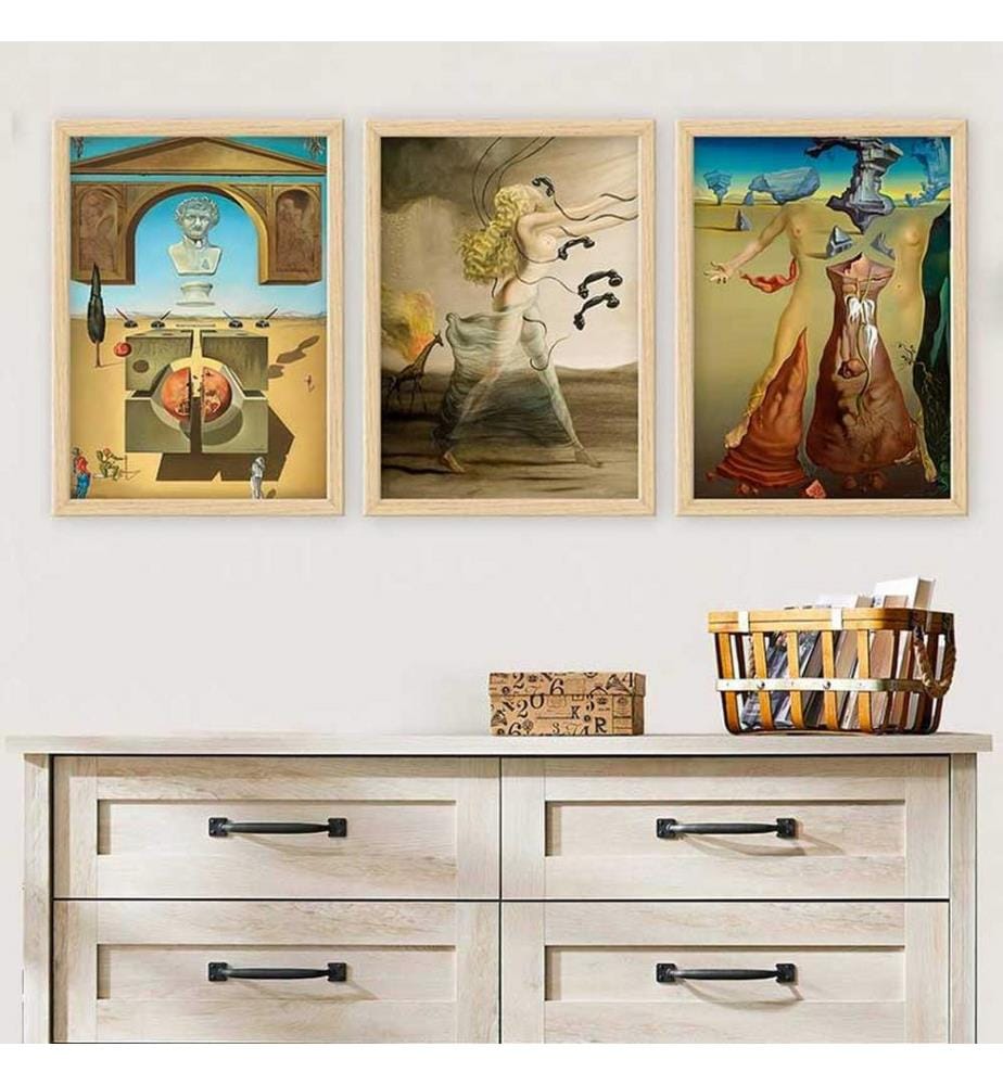 Dekoratives gerahmtes Gemälde, 3-teilig, mehrfarbig, 100 % HOLZ, Rahmen: 100 % POLYSTYREN