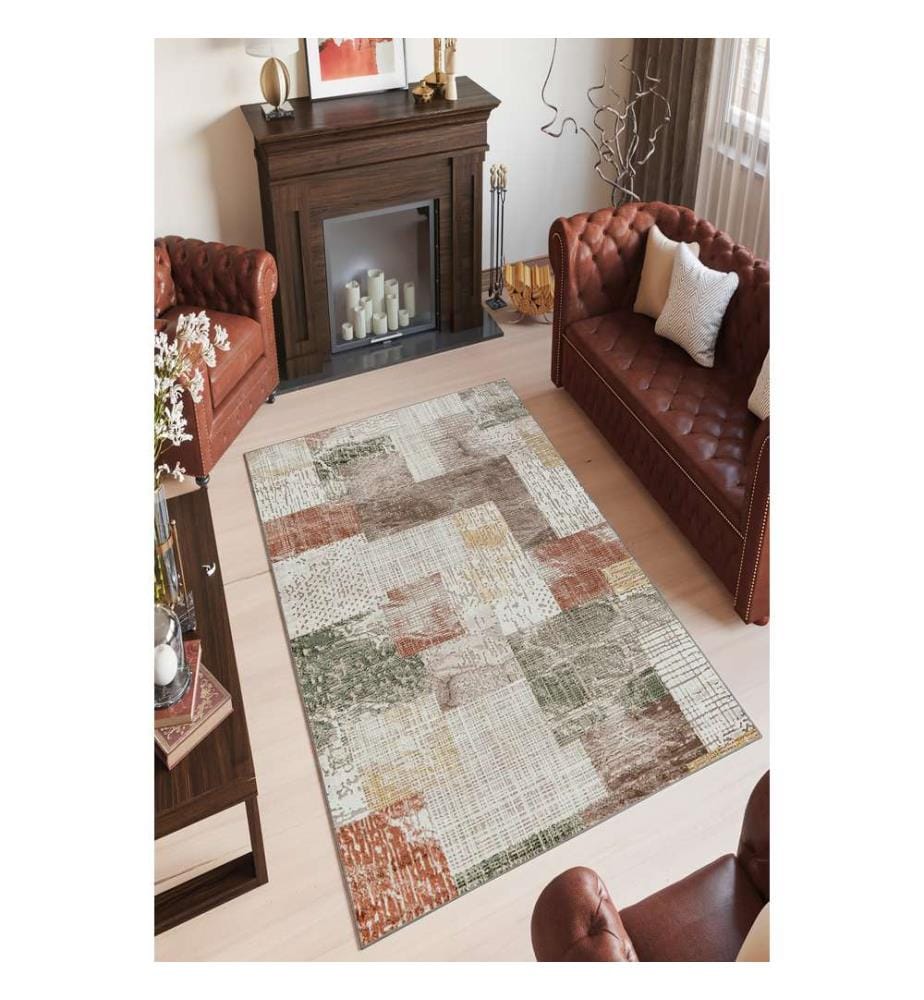 Teppich, 60 x 100, beige, weinrot, grün, mink, 100 % POLYESTER