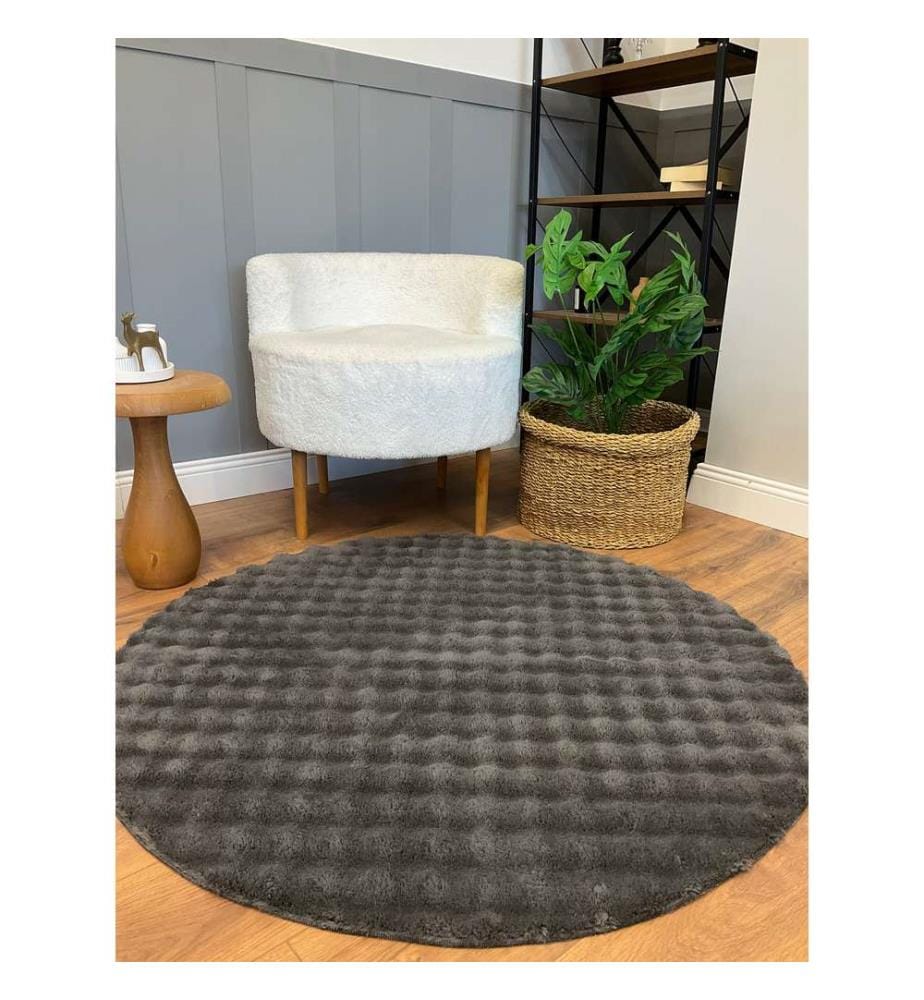 Teppich, Anthrazit, Kuschelteppich, 200 x 200 cm