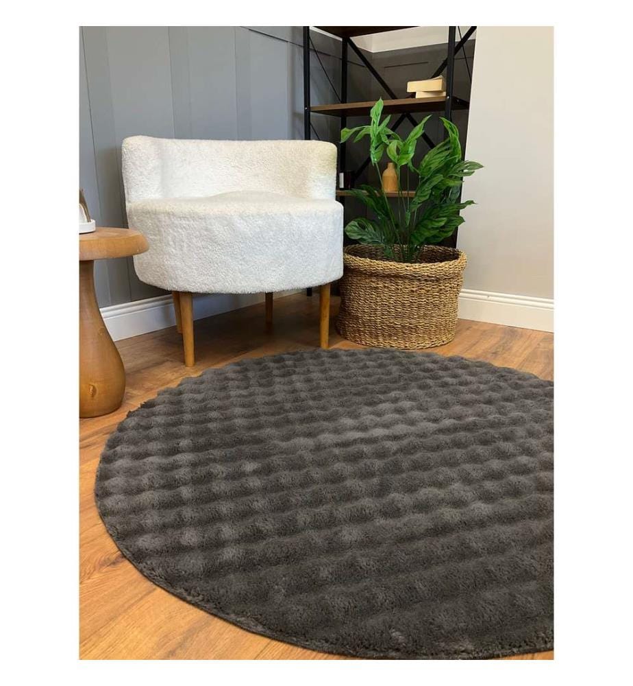 Teppich, Anthrazit, Kuschelteppich, 200 x 200 cm