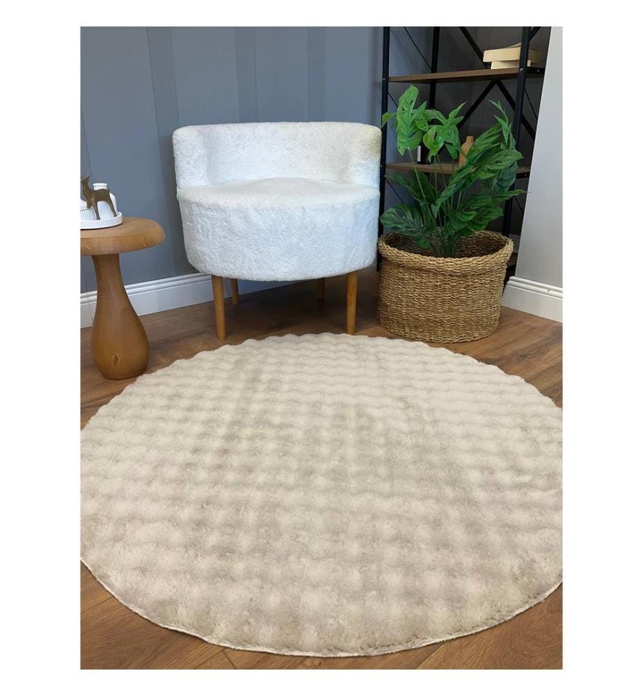 Tappeto, Beige, Tappeto morbido, 120 x 120 cm