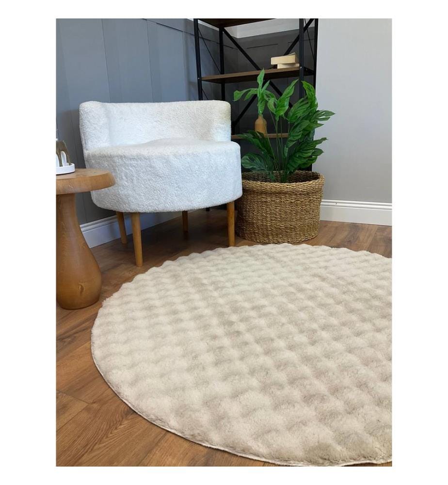 Tappeto, Beige, Tappeto morbido, 120 x 120 cm