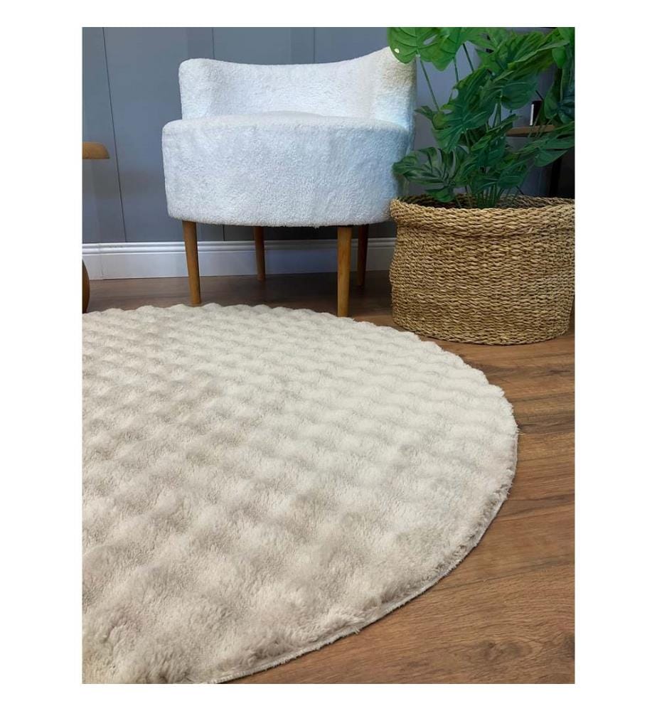 Tappeto, Beige, Tappeto morbido, 120 x 120 cm