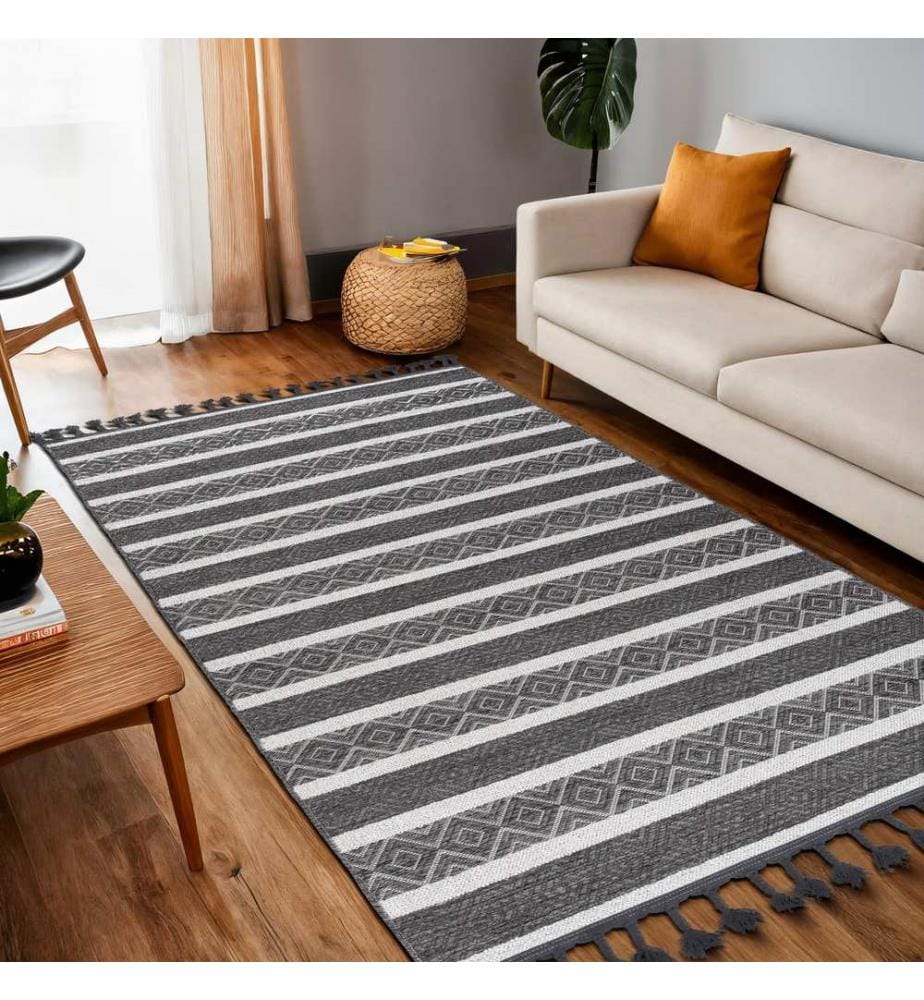 Tappeto, 160 x 230, Grigio, 64% COTONE / 21% POLIESTERE / 15% CENILLE