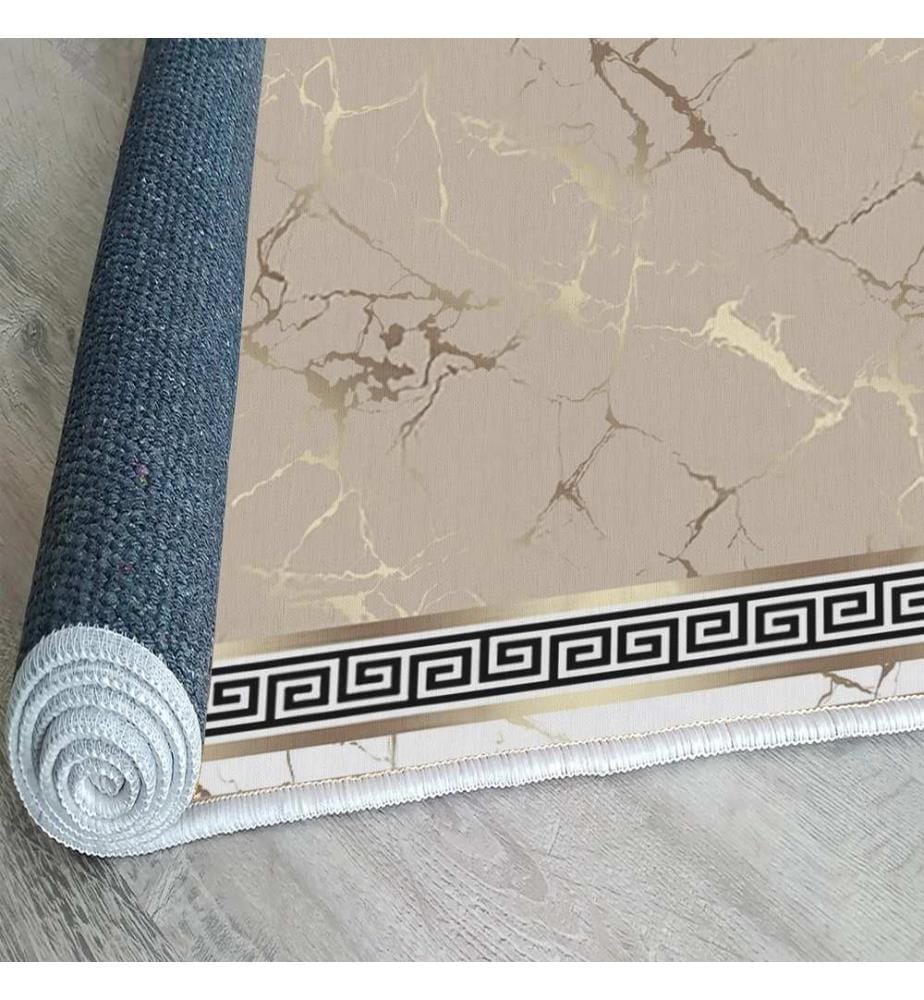 Tappeto, 100 x 150, Beige, Nero, Bianco, Oro, 70% COTONE / 30% POLIESTERE