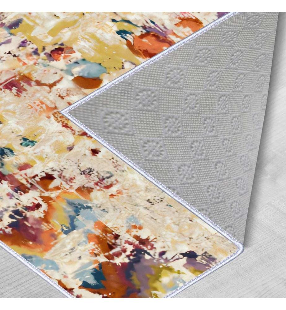 Teppich, Beige, Gelb, Blau, Blau, Rot, Braun, 100% Polyester, 40 x 60 cm