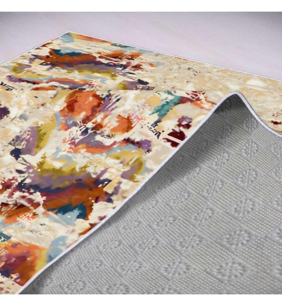 Tappeto, Beige, Giallo, Blu, Rosso, Blu, Rosso, Marrone, 100% Poliestere, 80 x 50 cm