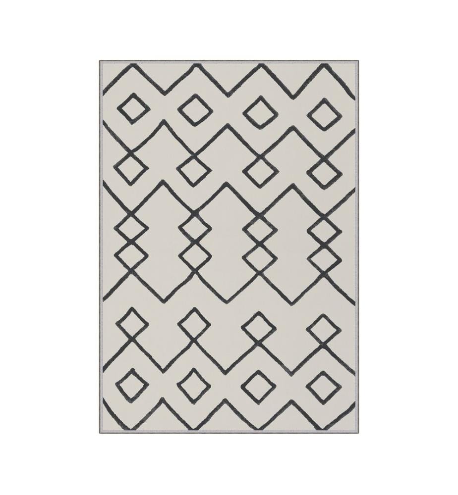 Teppich, Beige, Schwarz, 100% Polyester, 80 x 50 cm