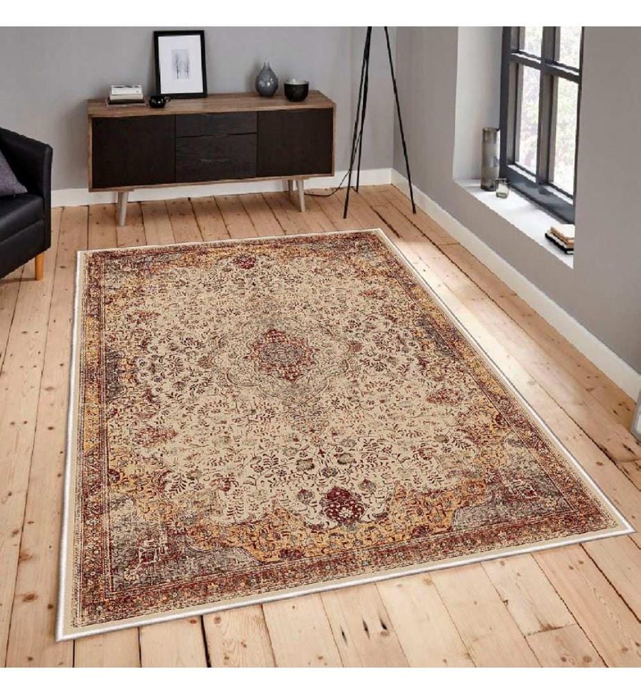 Teppich, Beige, Rot, Kamel, 100% Baumwolle, 60 x 100 cm