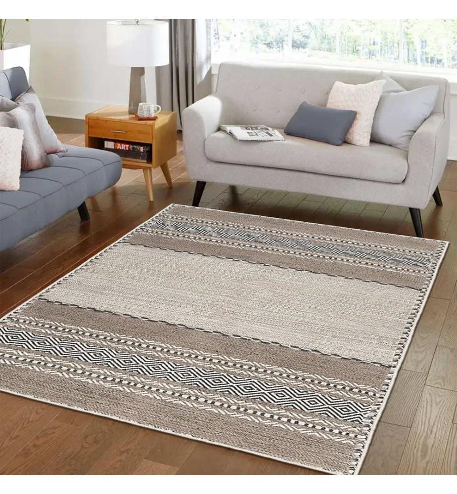 Tappeto, Beige, Marrone, Nero, 100% Cotone, 80 x 50 cm