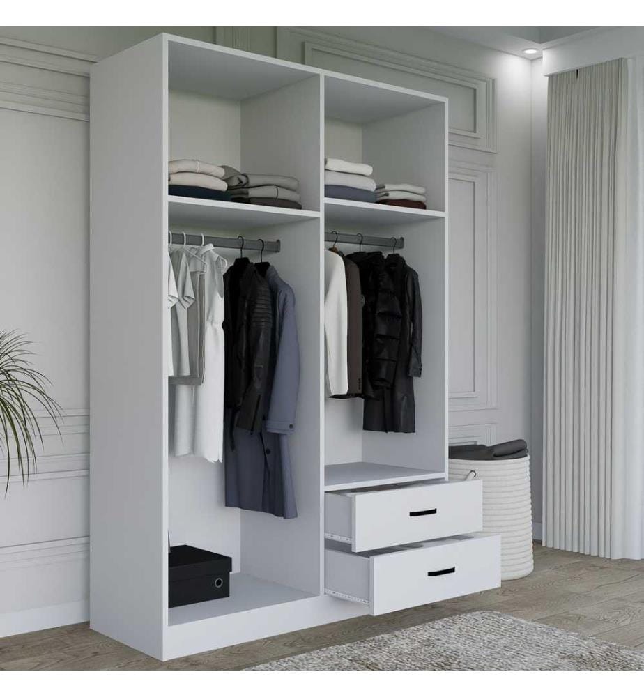 Wardrobe, Matte White, 100% Melamine Coated Particle Board