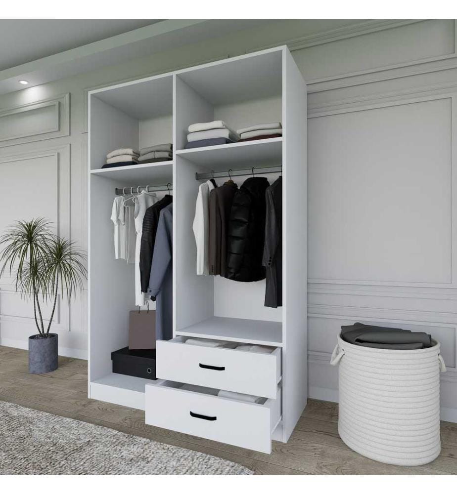Wardrobe, Matte White, 100% Melamine Coated Particle Board
