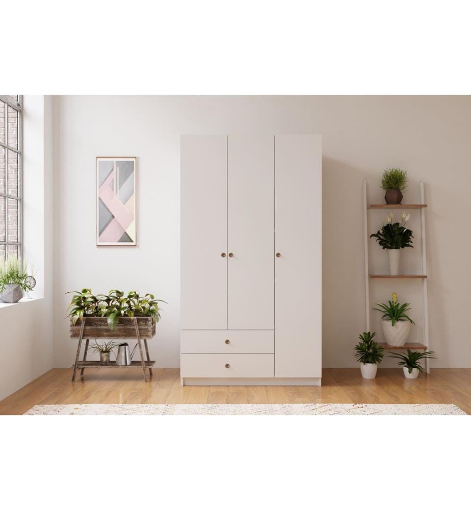 Armoire, blanc mat, 100 % panneau de particules mélaminé de niveau de qualité E1