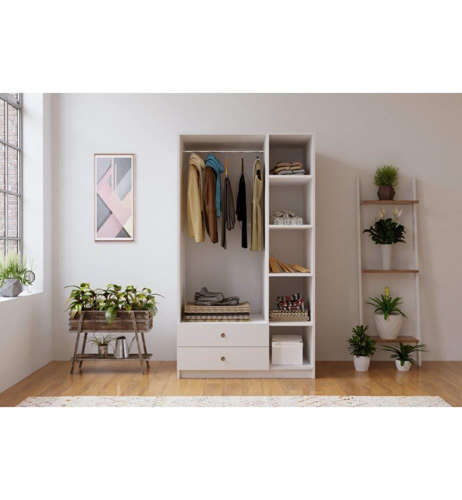 Armoire, blanc mat, 100 % panneau de particules mélaminé de niveau de qualité E1