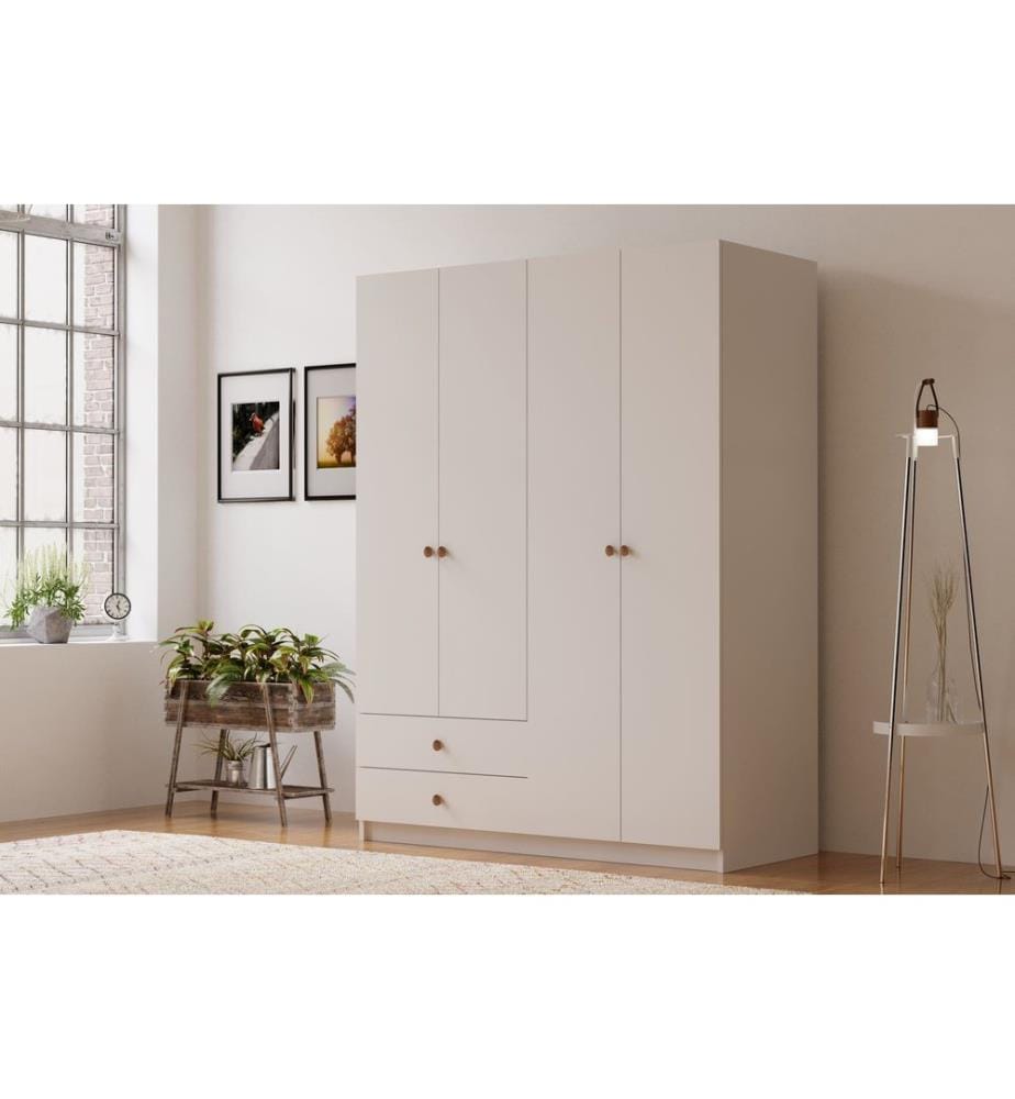 Armoire, blanc mat, 100 % panneau de particules mélaminé de niveau de qualité E1