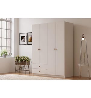 Armadio, bianco opaco, 100% truciolare di qualità E1 con rivestimento in melamina.