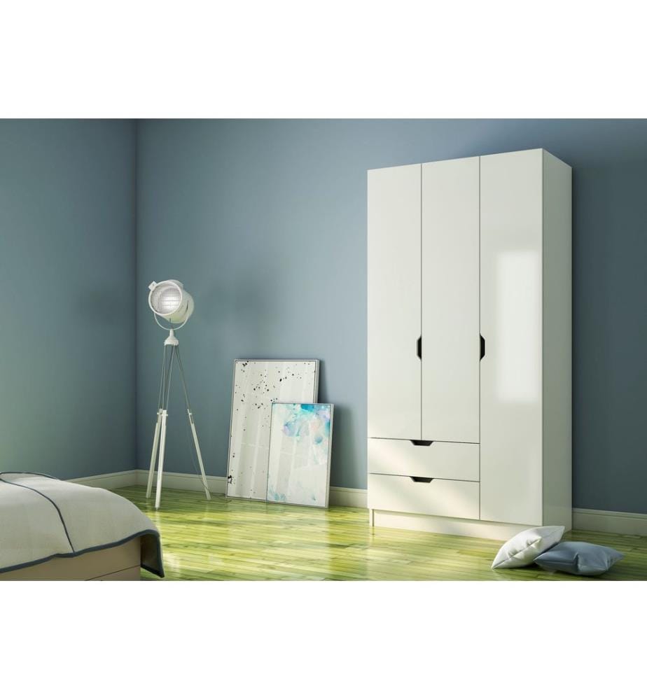 Armadio, bianco opaco, 100% truciolare di qualità E1 con rivestimento in melamina.
