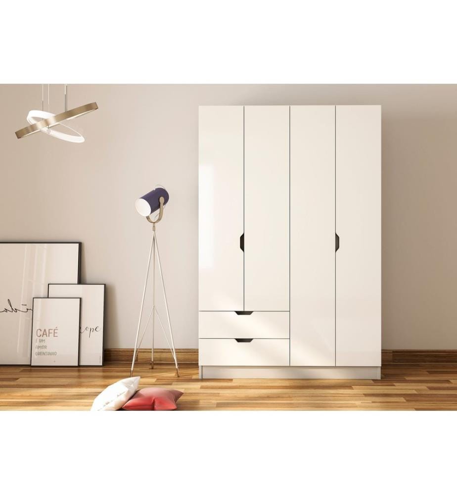 Kleiderschrank, Mattweiss, 100 % melaminbeschichtete Spanplatte der Qualitätsstufe E1