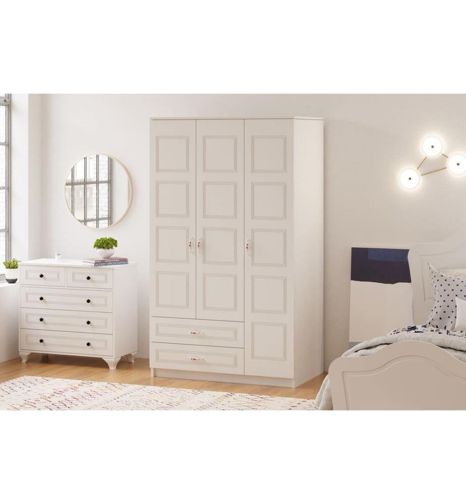 Armoire, blanc mat, 100 % panneau de particules mélaminé de niveau de qualité E1