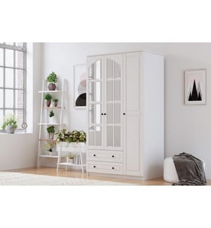 Armadio, bianco opaco, 100% truciolare di qualità E1 con rivestimento in melamina.