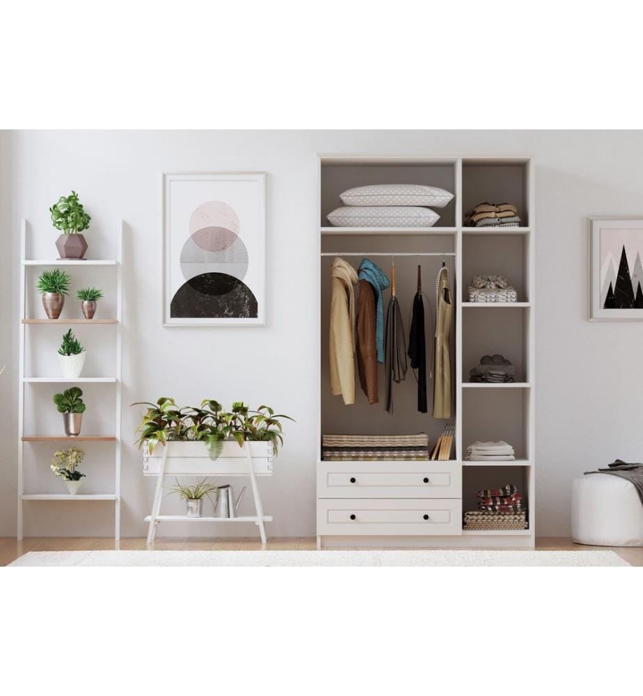 Armoire, blanc mat, 100 % panneau de particules mélaminé de niveau de qualité E1