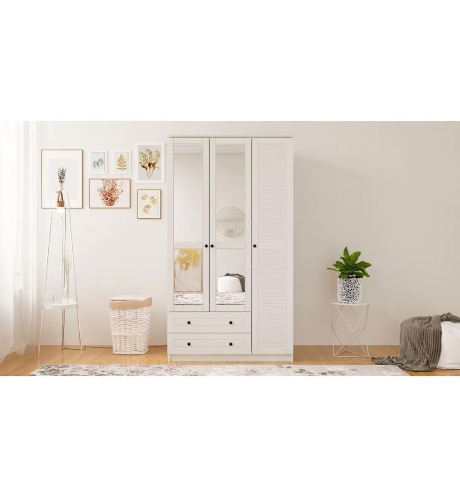Armoire, blanc mat, 100 % panneau de particules mélaminé de niveau de qualité E1