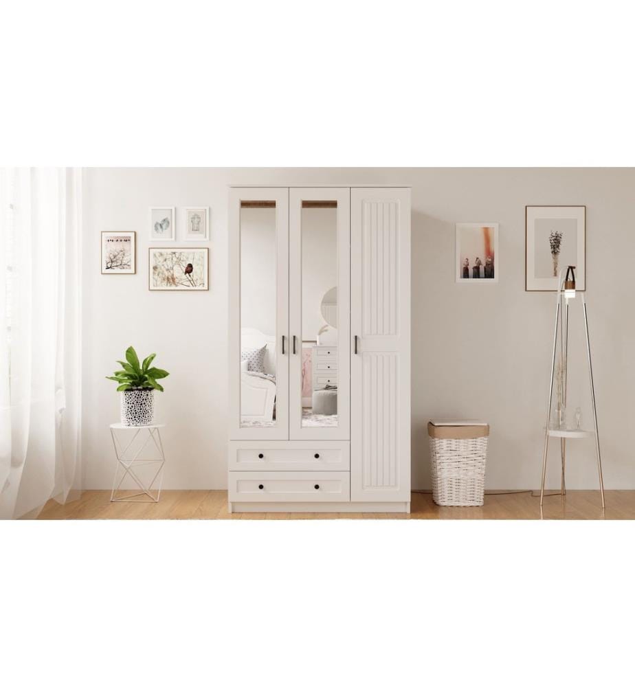 Armoire, blanc mat, 100 % panneau de particules mélaminé de niveau de qualité E1