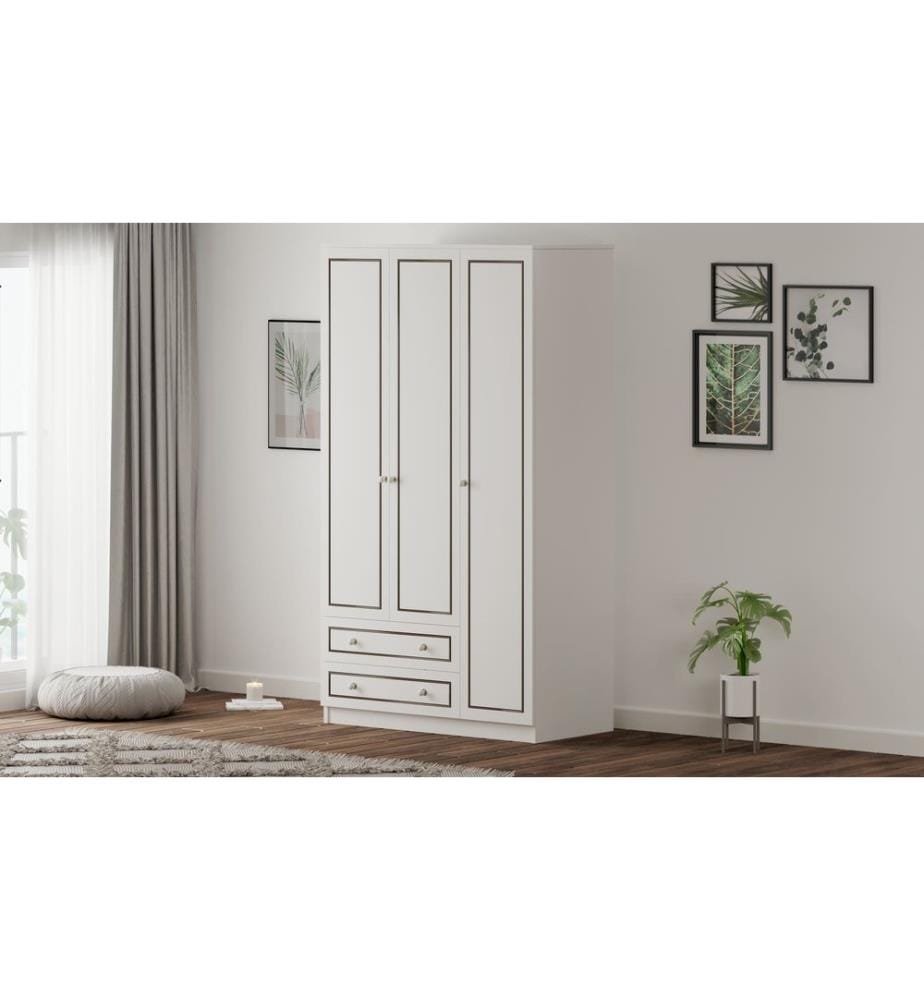 Armoire, blanc mat, 100 % panneau de particules mélaminé de niveau de qualité E1