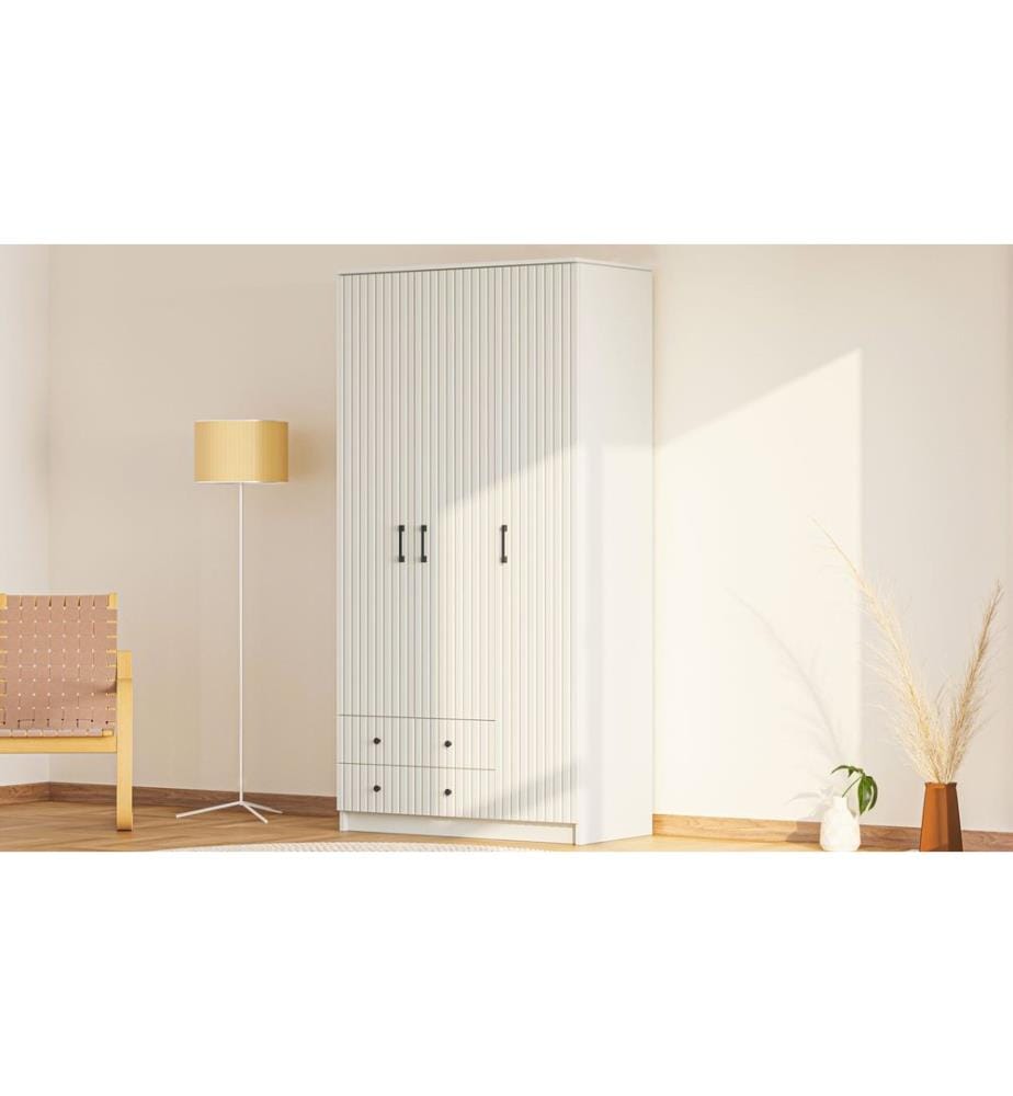 Armoire, blanc mat, 100 % panneau de particules mélaminé de niveau de qualité E1