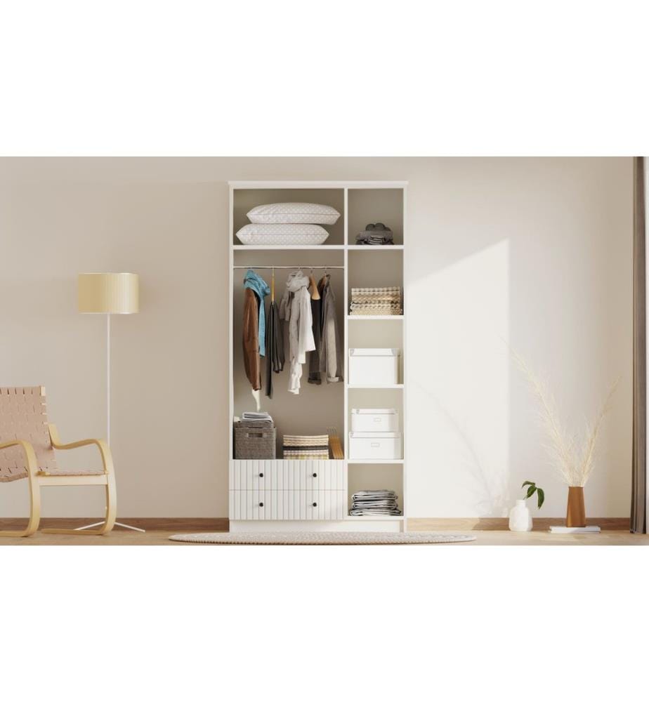 Armoire, blanc mat, 100 % panneau de particules mélaminé de niveau de qualité E1