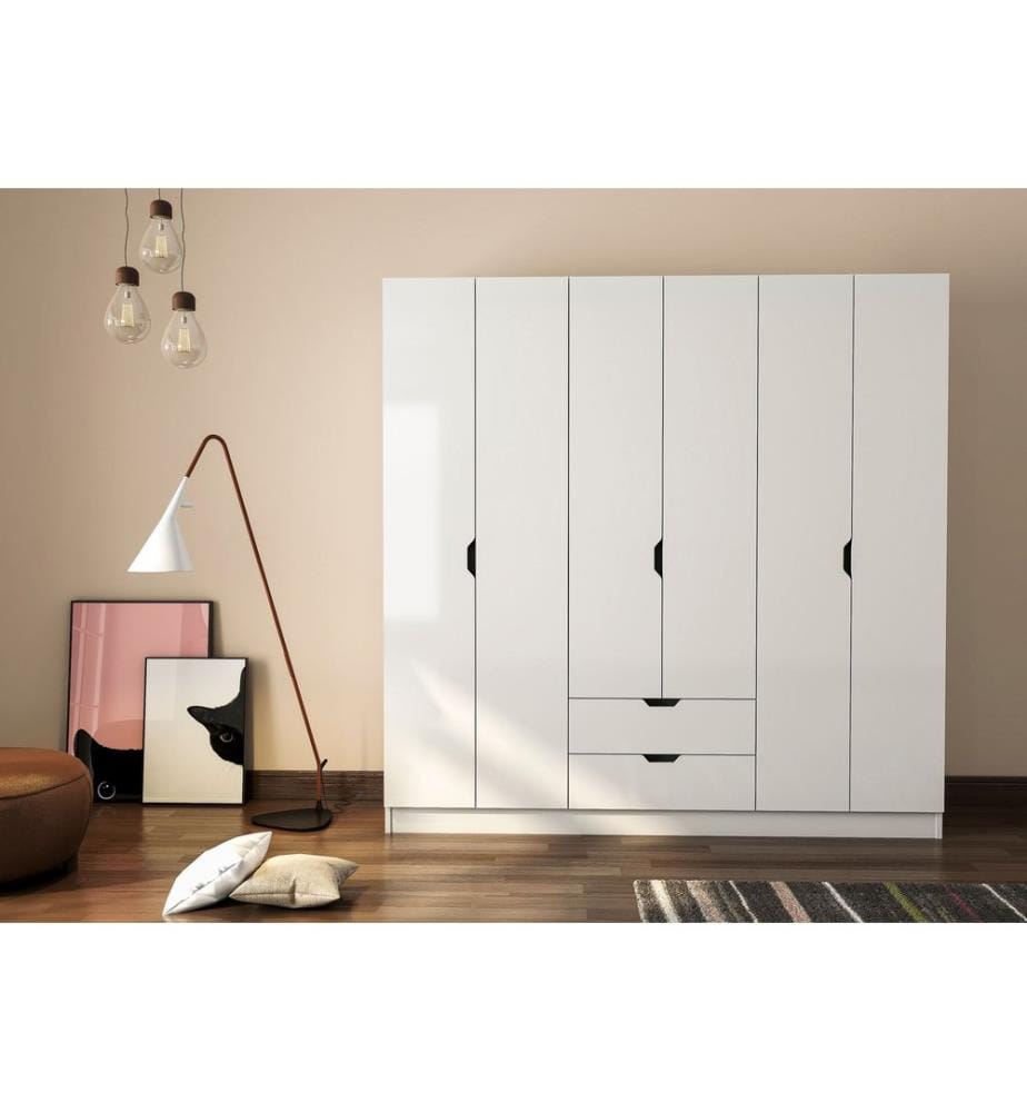 Armoire, blanc mat, 100 % panneau de particules mélaminé de niveau de qualité E1