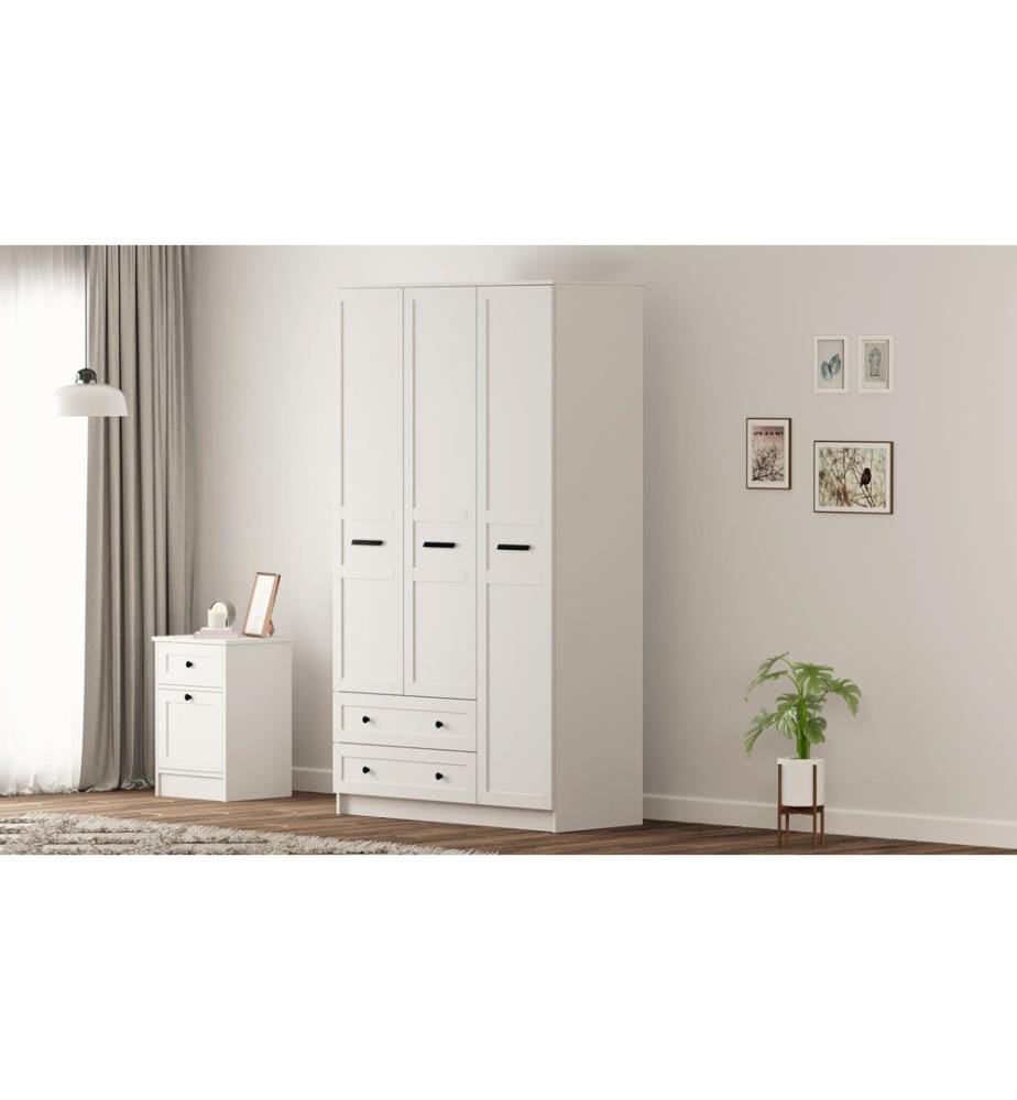 Armoire, blanc mat, 100 % panneau de particules mélaminé de niveau de qualité E1