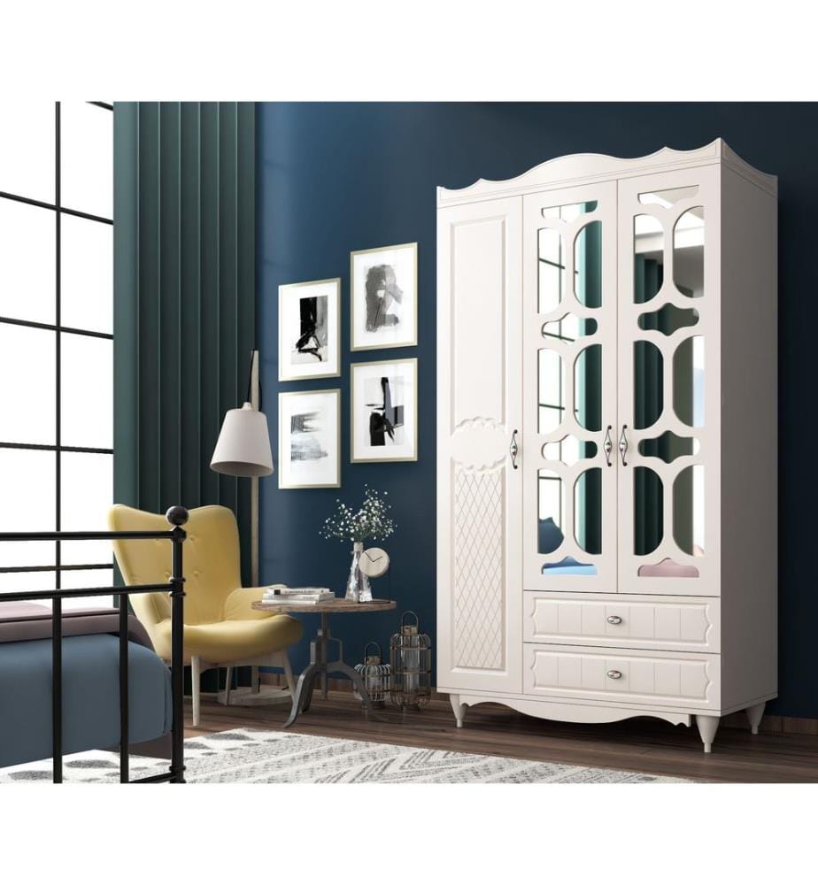 Armoire, blanc mat, 100 % panneau de particules mélaminé de niveau de qualité E1