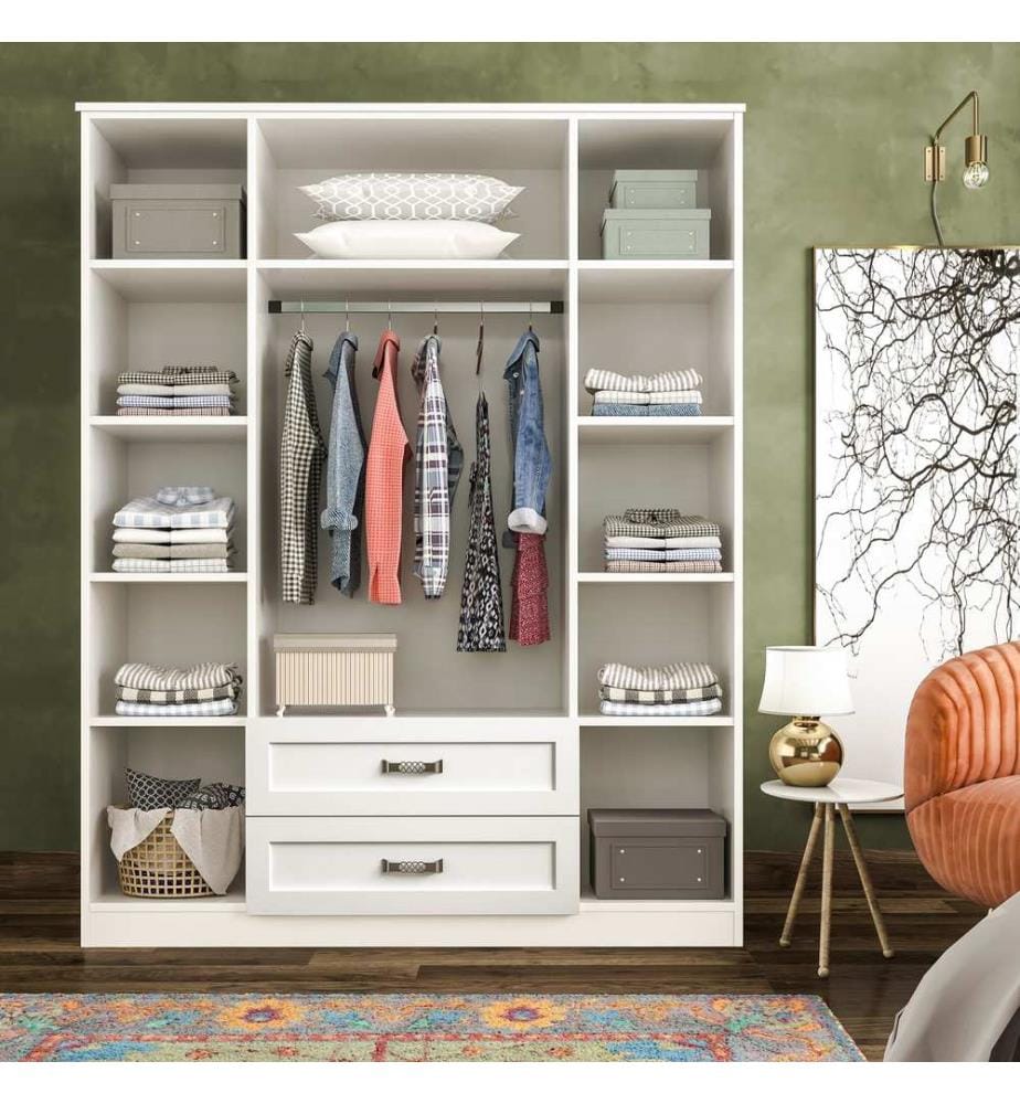 Armoire, blanc mat, 100 % panneau de particules mélaminé de niveau de qualité E1