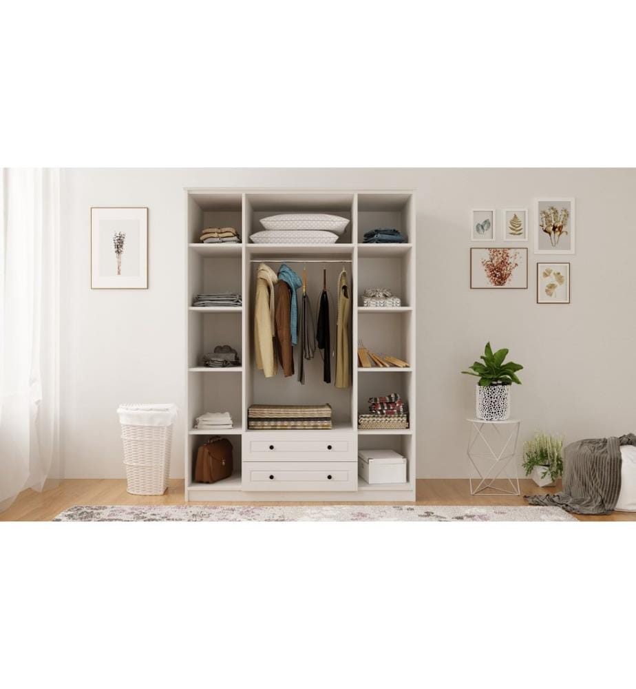 Armoire, blanc mat, 100 % panneau de particules mélaminé de niveau de qualité E1