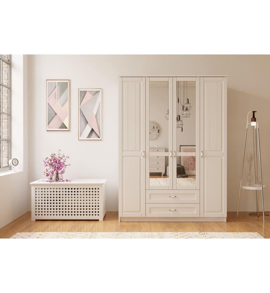 Armoire, blanc mat, 100 % panneau de particules mélaminé de niveau de qualité E1