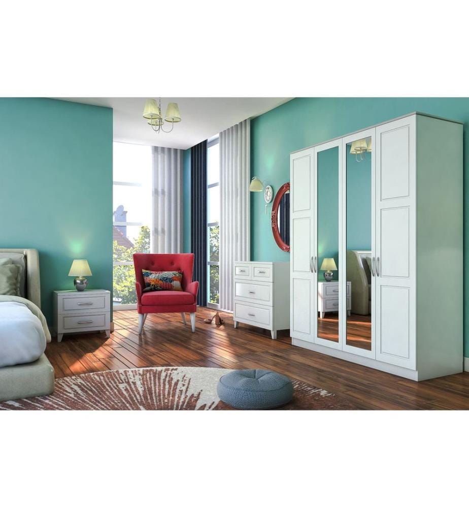 Armoire, blanc mat, 100 % panneau de particules mélaminé de niveau de qualité E1