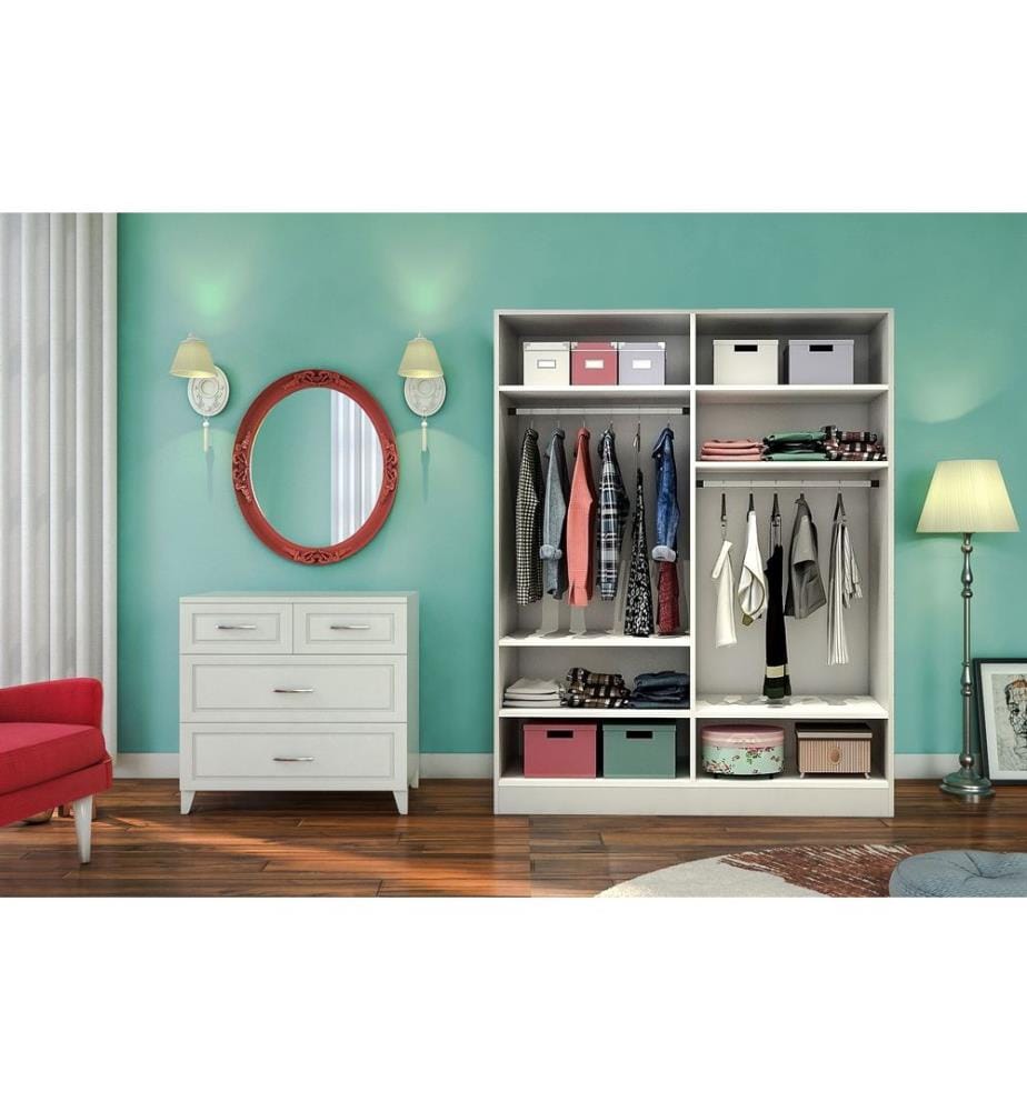 Armoire, blanc mat, 100 % panneau de particules mélaminé de niveau de qualité E1